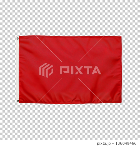 Bright Red Flag Hanging on a Pole for Various Signaling Purposes at a Public Location Bright Red Flag Hanging on a Pole for Various Signaling Purposes at a Public Location 136049466