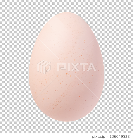 Soft Pink Egg on White Background With Speckled Details Showing Its Natural Form Clearly 136049528