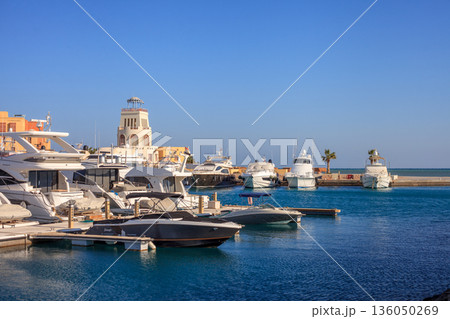 El Gouna Egypt 2.11.2025. A large number of boats are docked at a marina El Gouna Egypt 2.11.2025. A large number of boats are docked at a marina 136050269