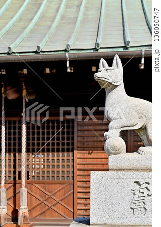 越谷散歩：下七左稲荷神社　狛狐　越谷市新越谷（旧.七左町） 136050747