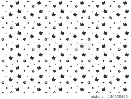 猫・肉球のかわいい背景イラストのベクター素材 136050866