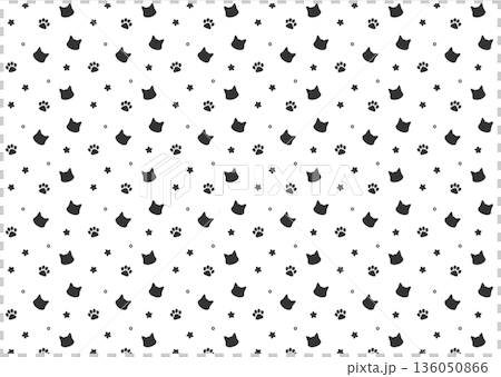 猫・肉球のかわいい背景イラストのベクター素材 136050866