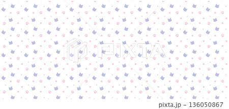 猫・肉球のかわいい背景イラストのベクター素材 136050867