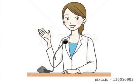 アナウンサーの仕事をする女性のイラスト 136050992