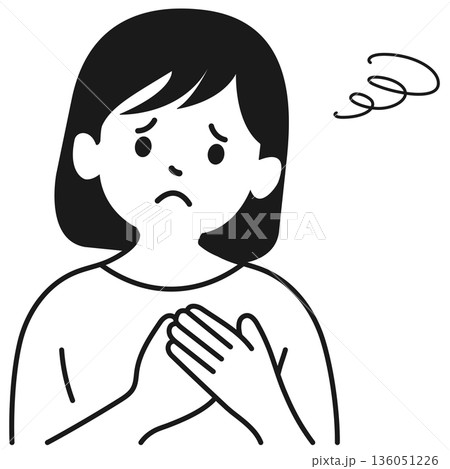 胸に手を当てる女性　心配 136051226