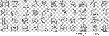 向量單色合規線圖示集 向量單色合規線圖示集 136051558