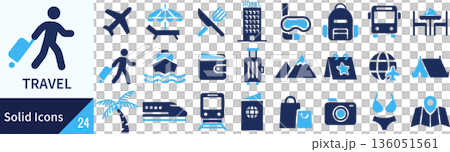 向量旅行剪影圖示集 136051561