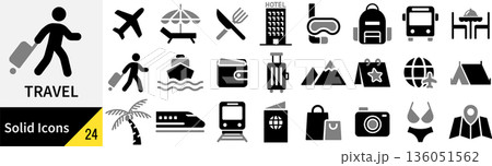 ベクターの旅行に関するシルエットアイコンセット 136051562