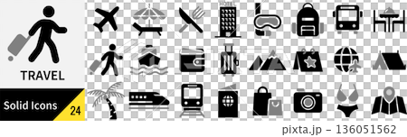 ベクターの旅行に関するシルエットアイコンセット 136051562