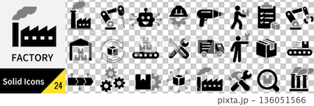 Vector factory silhouette icon set 136051566