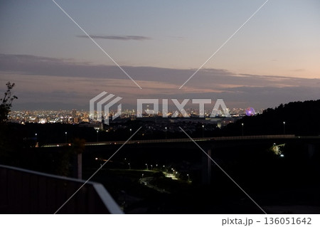安威川ダムから見た大阪の夜景 安威川ダムから見た大阪の夜景 136051642