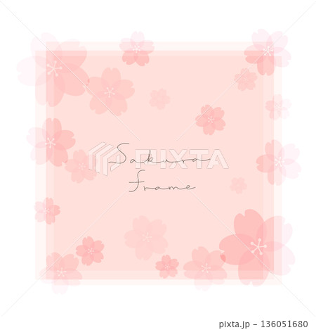 桜のフレーム素材。可愛い春の花のベクターイラスト。ピンク色で可愛いブーケのテンプレート。 桜のフレーム素材。可愛い春の花のベクターイラスト。ピンク色で可愛いブーケのテンプレート。 136051680