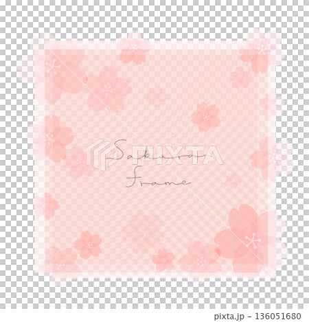 桜のフレーム素材。可愛い春の花のベクターイラスト。ピンク色で可愛いブーケのテンプレート。 桜のフレーム素材。可愛い春の花のベクターイラスト。ピンク色で可愛いブーケのテンプレート。 136051680