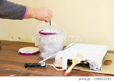 White paint with essentials equipment 136052293