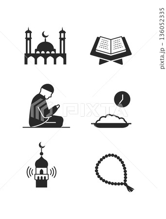 Islam concept icons set stock illustration 136052335