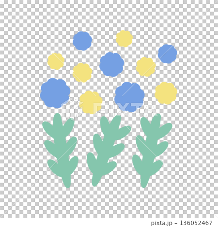藍色和綠色的春花插圖 136052467