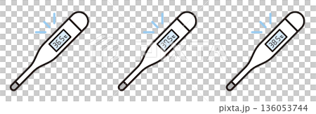 Thermometer icons. 36.5℃, 37.5℃, 38℃. Normal temperature, slight fever, high fever. 136053744