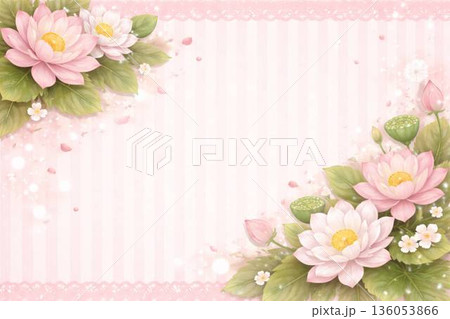 ハスのストライプ横長背景 136053866