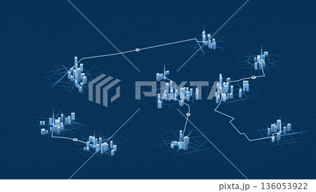 Online Gps tracking navigation journey on vehicle. 3d building on city map. Isometric view on map. Vector illustration. Online Gps tracking navigation journey on vehicle. 3d building on city map. Isometric view on map. Vector illustration. 136053922