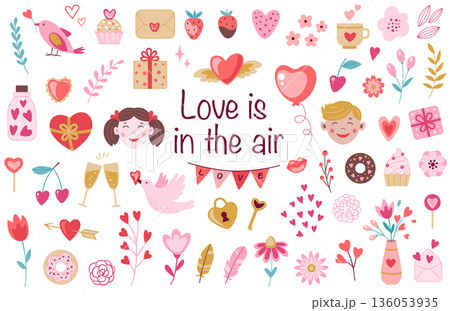 Romantic design elements for Valentine's day. Romantic design elements for Valentine's day. 136053935