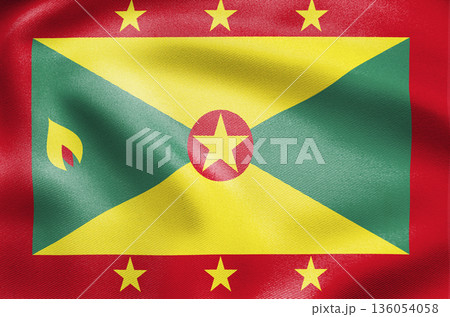 Grenada national flag with red green yellow and nutmeg symbol. 136054058