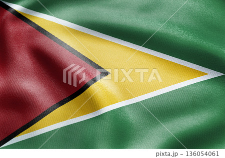 Guyana national flag with green field and golden arrowhead 136054061