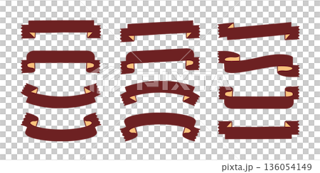 復古風格絲帶橫幅套裝插圖 136054149