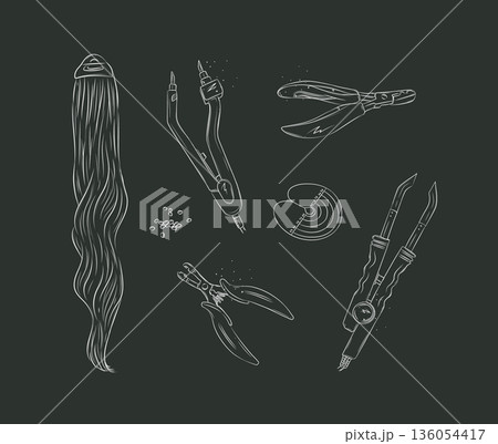 Hair extension tools for beauty salon black 136054417