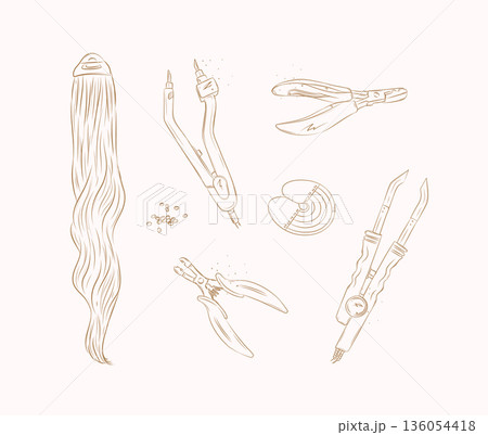 Hair extension tools for beauty salon brown 136054418