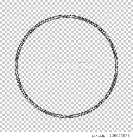 Black circular frame made of chain, empty inside, without background. 136055078