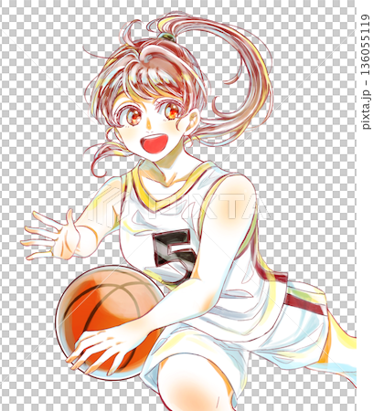 バスケットボールをする女の子 汗なし バスケットボールをする女の子 汗なし 136055119