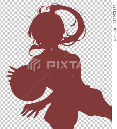 Girl playing basketball silhouette sweating Girl playing basketball silhouette sweating 136055126
