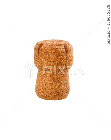 Wine cork from champagne sparkling wine isolated . Wine cork from champagne sparkling wine isolated . 136055328