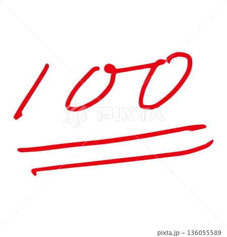 100点の採点マーク素材(手書き) 100点の採点マーク素材(手書き) 136055589
