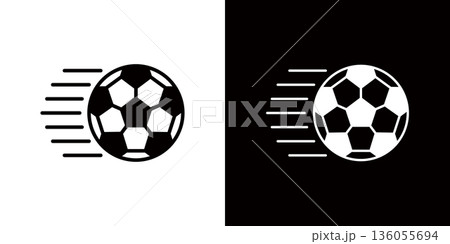 サッカーボールのアイコン,勢いよく飛ぶサッカーボール サッカーボールのアイコン,勢いよく飛ぶサッカーボール 136055694