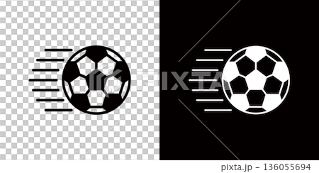 サッカーボールのアイコン,勢いよく飛ぶサッカーボール サッカーボールのアイコン,勢いよく飛ぶサッカーボール 136055694