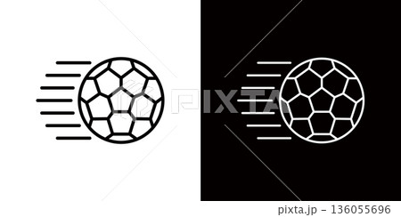 サッカーボールのアイコン,勢いよく飛ぶサッカーボール サッカーボールのアイコン,勢いよく飛ぶサッカーボール 136055696