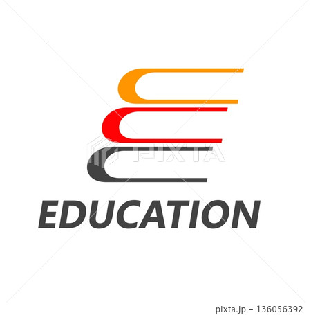 School, college and university education text book icon. Modern vector emblem with stack of books, symbolizing knowledge, learning, and academic excellence. Colorful symbol for education, libraries 136056392