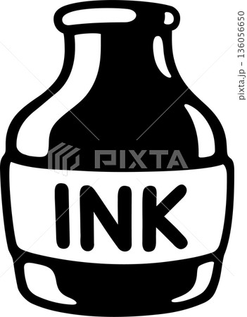 Black and white ink bottle illustration Black and white ink bottle illustration 136056650