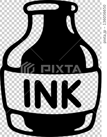 Black and white ink bottle illustration Black and white ink bottle illustration 136056650