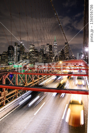 Night view of New York from Brooklyn Bridge Night view of New York from Brooklyn Bridge 136056786