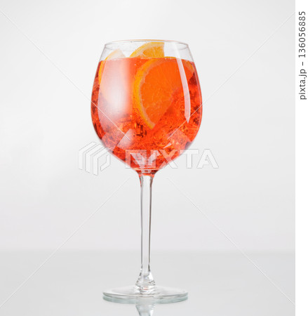 Aperol spritz cocktail with orange slice and ice 136056885