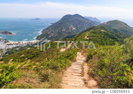 Scenic mountain view of coast and sea Scenic mountain view of coast and sea 136056953