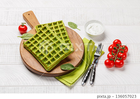 Vegan spinach waffles Vegan spinach waffles 136057023