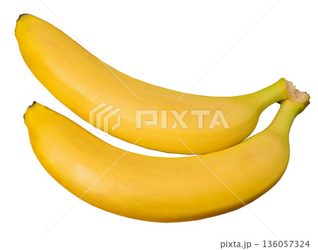 two ripe yellow banana, on a white background 136057324