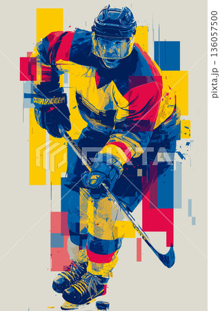 Ice hockey graphic art effect poster. Ice hockey dynamic multicolor graphic wallpaper or banner Ice hockey graphic art effect poster. Ice hockey dynamic multicolor graphic wallpaper or banner 136057500