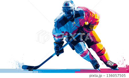 Ice hockey graphic art effect poster. Ice hockey dynamic multicolor graphic wallpaper or banner Ice hockey graphic art effect poster. Ice hockey dynamic multicolor graphic wallpaper or banner 136057505