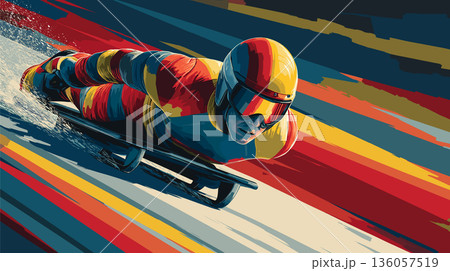 Luge graphic art effect poster. Luge dynamic multicolor graphic wallpaper or banner Luge graphic art effect poster. Luge dynamic multicolor graphic wallpaper or banner 136057519