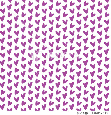 Purple Hand Drawn Hearts Seamless Pattern, romantic atmosphere, Valentine s Day 136057619