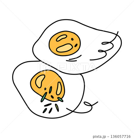 Hand Drawn Fried Eggs with Herbs Egg breakfast for menu and design Hand Drawn Fried Eggs with Herbs Egg breakfast for menu and design 136057716
